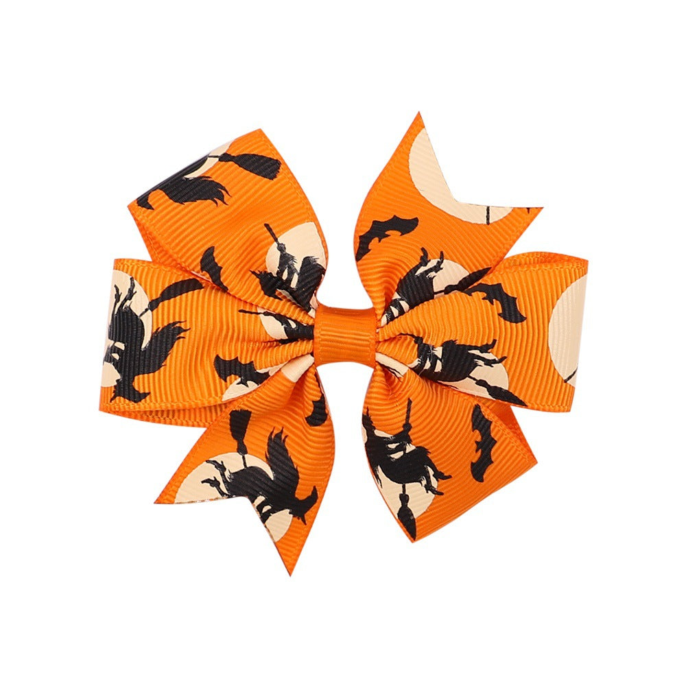 Wholesale Halloween Dress Up Skeleton Bat Ghost Pumpkin Fabric Kids Hair Clips