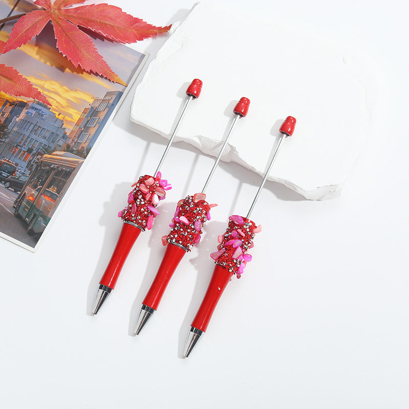 Wholesale 10pcs Beadable Pens Crushed Diamond Bead DIY Handmade Sticker Diamond Ballpoint Pen Student Gift
