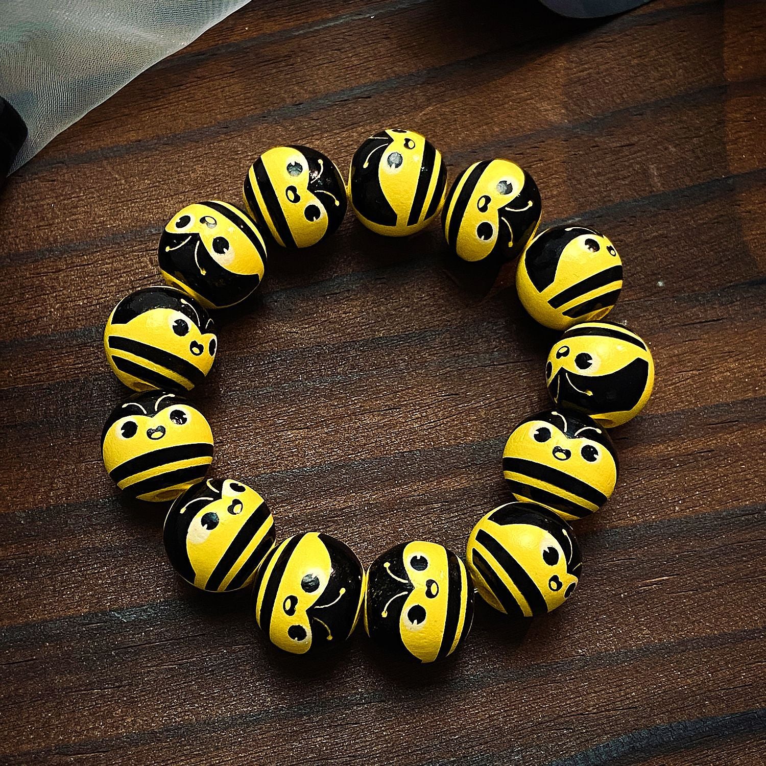Wholesale Wooden Skull  Web Beaded Bracelet Unisex  DIY Jewelry Accessory