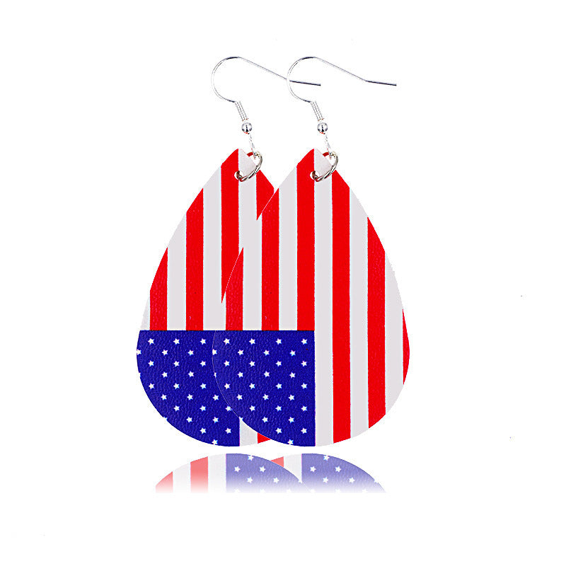Wholesale American Independence Day Leather Earrings