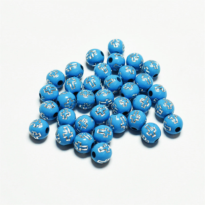 Al por mayor 1800 piezas/paquete de 8 mm plateado cruzado de color mixto de color acrílico redondo acrílico