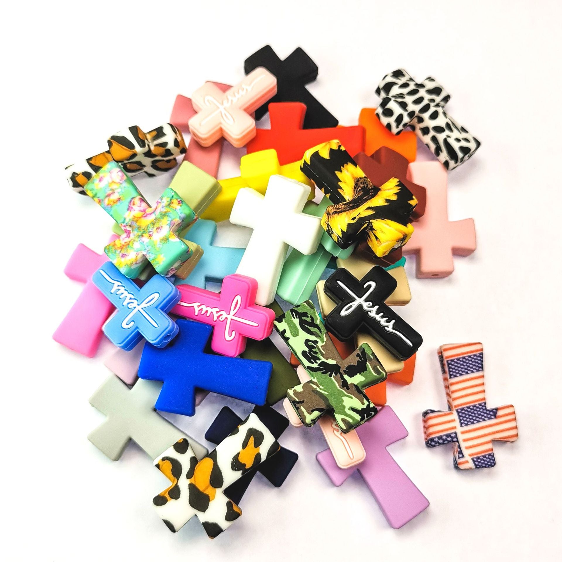 Wholesale 30 PCS DIY Cross Silicone Beads