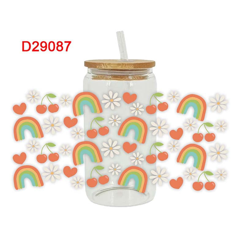 Wholesale Colorful Love Star Rainbow 16oz Cup UV DTF Wraps