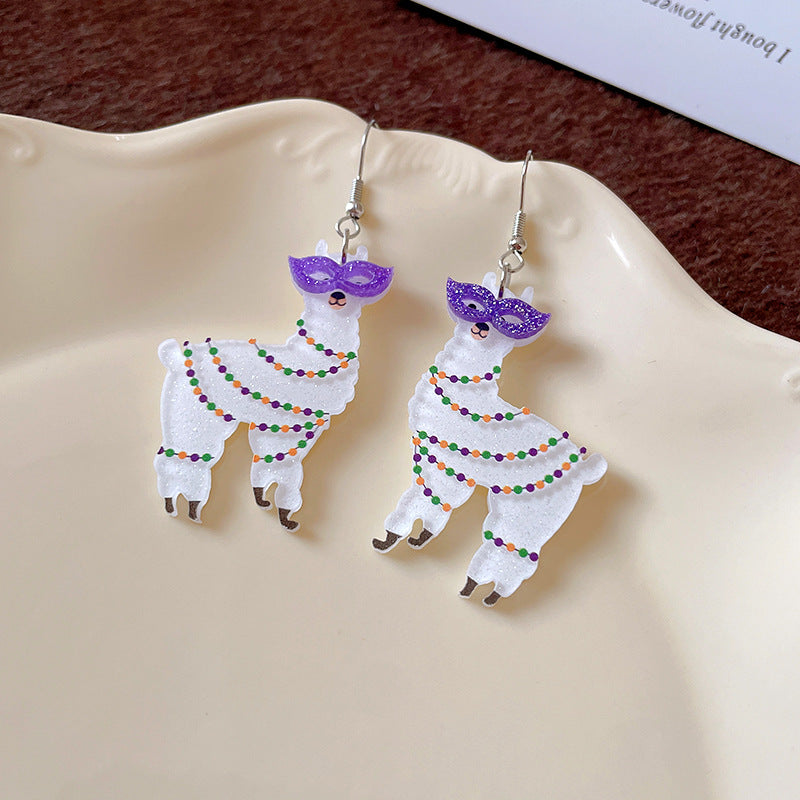 Wholesale St. Patrick's Day Cartoon Dinosaur Clown Hat Hook Carnival Party Earrings