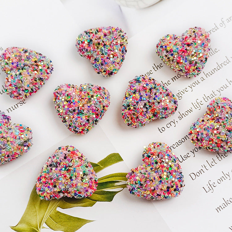 Wholesale Sequined heart-shaped straight hole Acrylic Beads