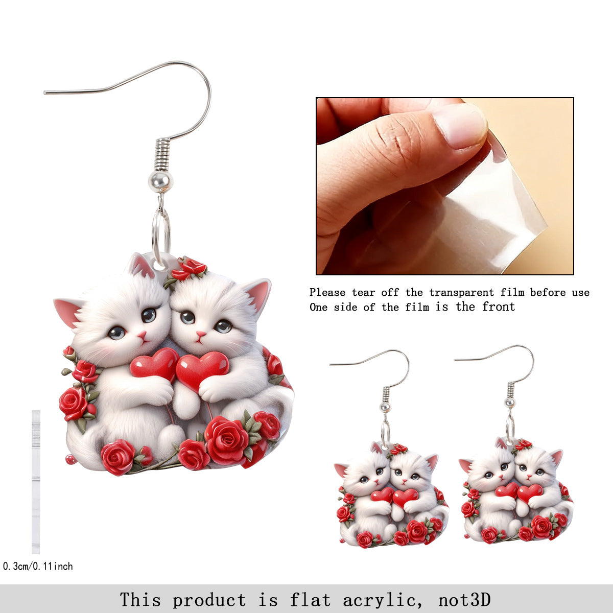 Wholesale Cute Cat Valentine' s Day Acrylic Earrings