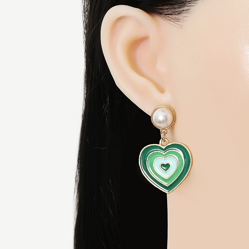 Wholesale Pearl Drip Love Love Alloy Earrings