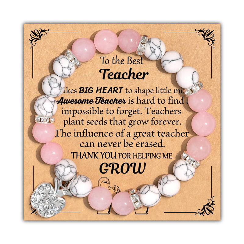 Wholesale Letter Teacher' s Day Soft Ceramic Apple Layered Bracelet Set