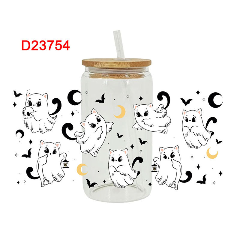 Wholesale Bat Plant Ghost Halloween 16oz Cup UV DTF Wraps