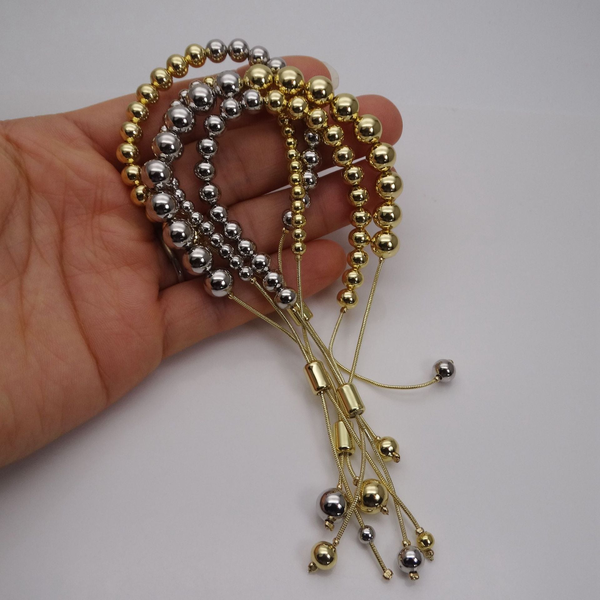 Wholesale Gold-plated Copper 4mm5mm6mm Round Bead Copper Bead Adjustable Bracelet