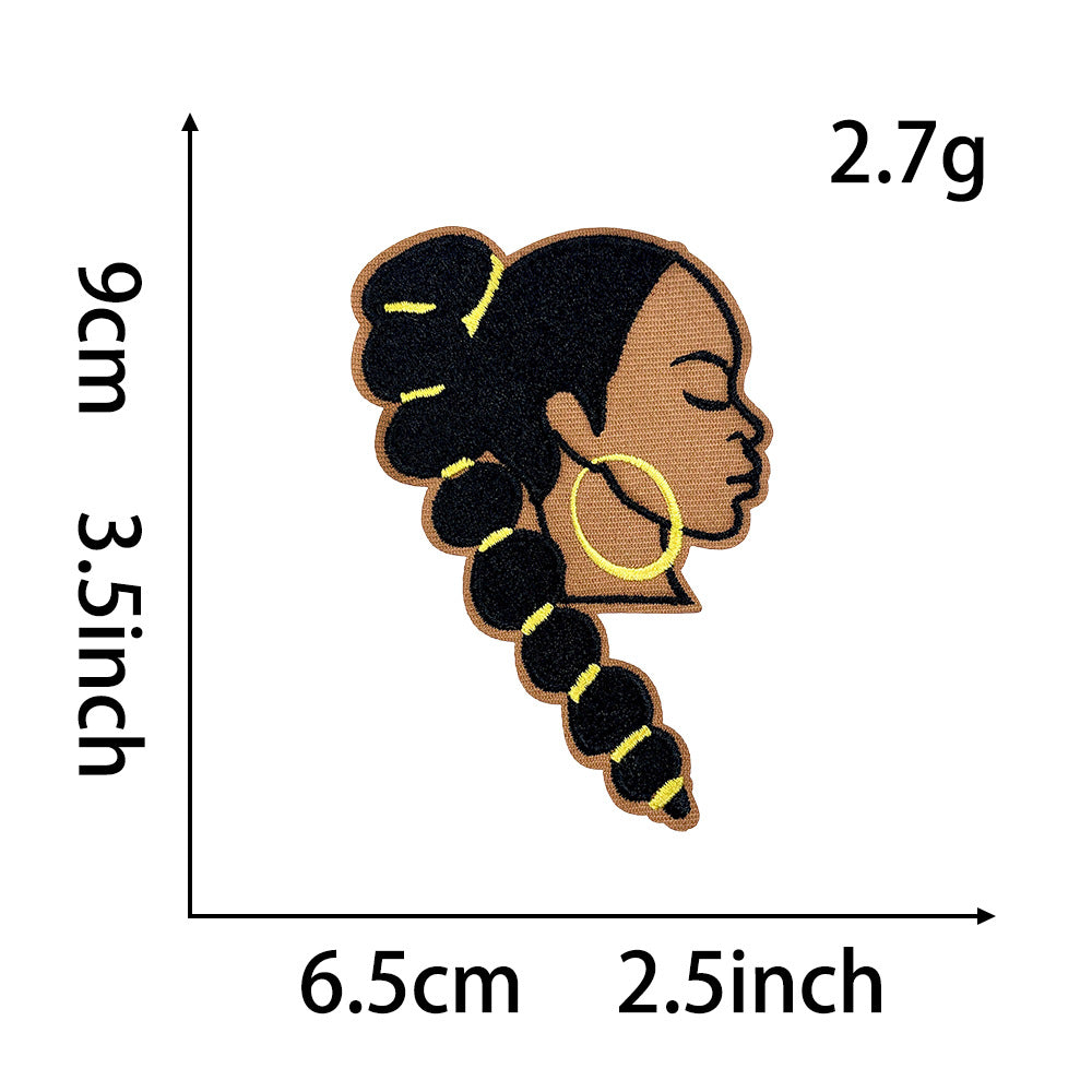 Wholesale Embroidered Iron On Patch Afro Black Girl Leopard Print Letter Design Decorative DIY Craft Supply For Shoes Hats Bags