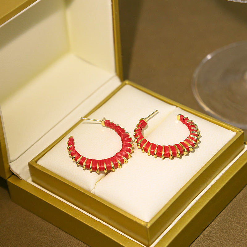 Wholesale of New Products In 2023, Colorful Color Matching C-shaped Metal Earrings