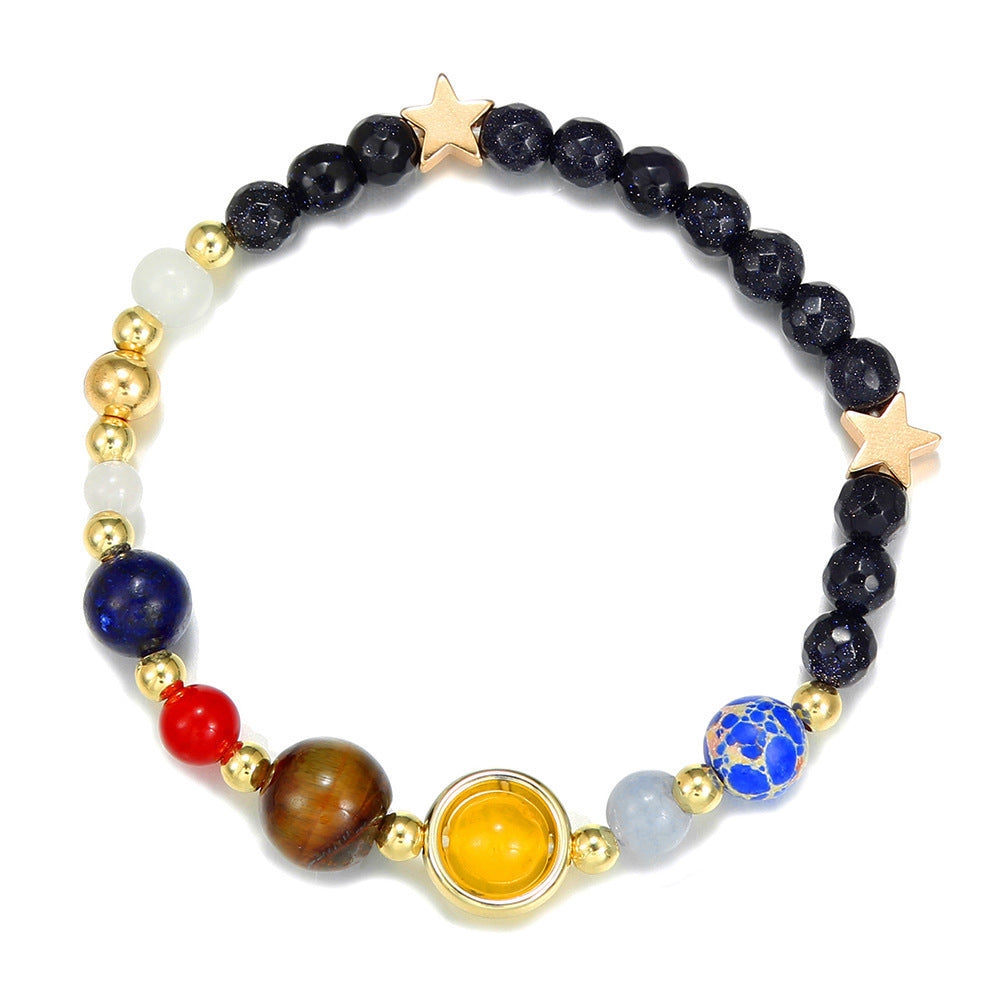Wholesale Starry sky galaxy bracelet volcanic stone lapis lazuli eight galaxies bracelet