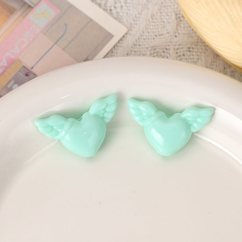 Wholesale 10 pcs Acrylic Heart Wings Necklace Pendant with Hole Beads