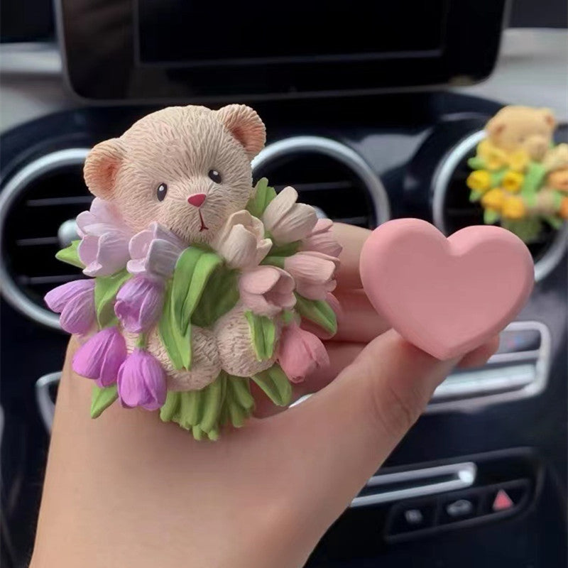 Wholesale Gypsum Tulip Teddy Bear Car Aromatherapy