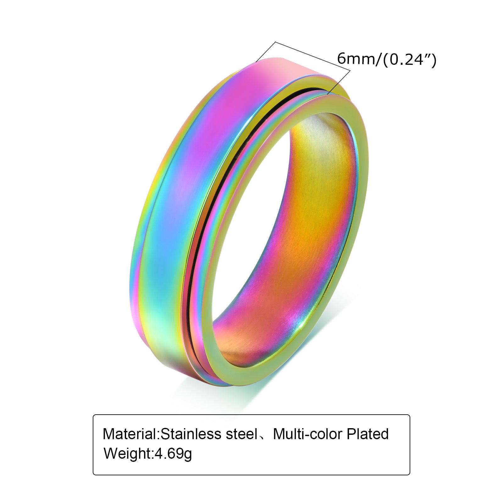 Wholesale Rotatable Stainless Steel Couple Gold Rotating Smooth Plain Ring