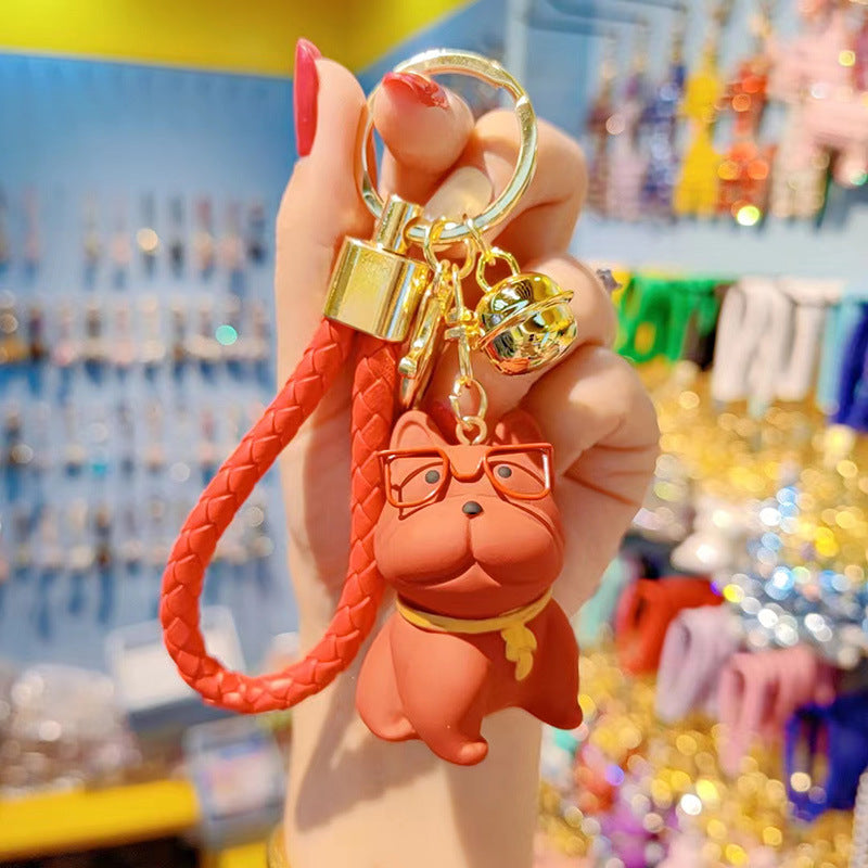 Wholesale Resin Glasses French Fighting Dog Keychains