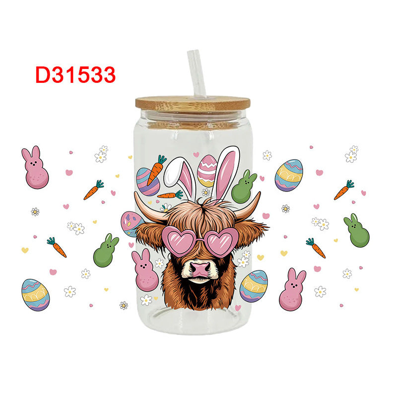 Wholesale Uv Transfer Sticker Glass Cup Crystal 16oz Cup UV DTF Wraps