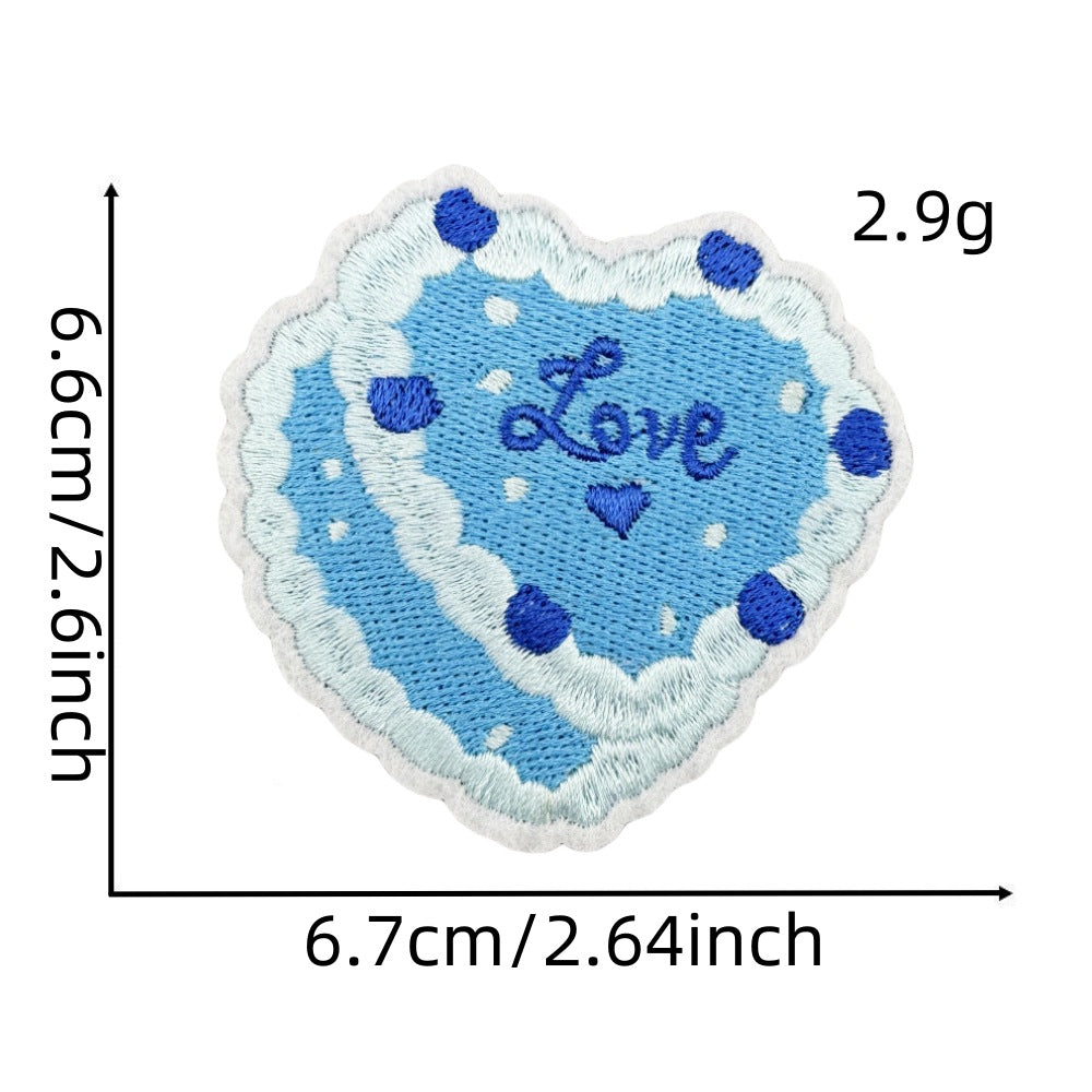 Wholesale Trendy Blue Series Embroidered Cartoon Candy Patches Cute Sew On Clothing Applique Everyday Craft Supply For Resale
