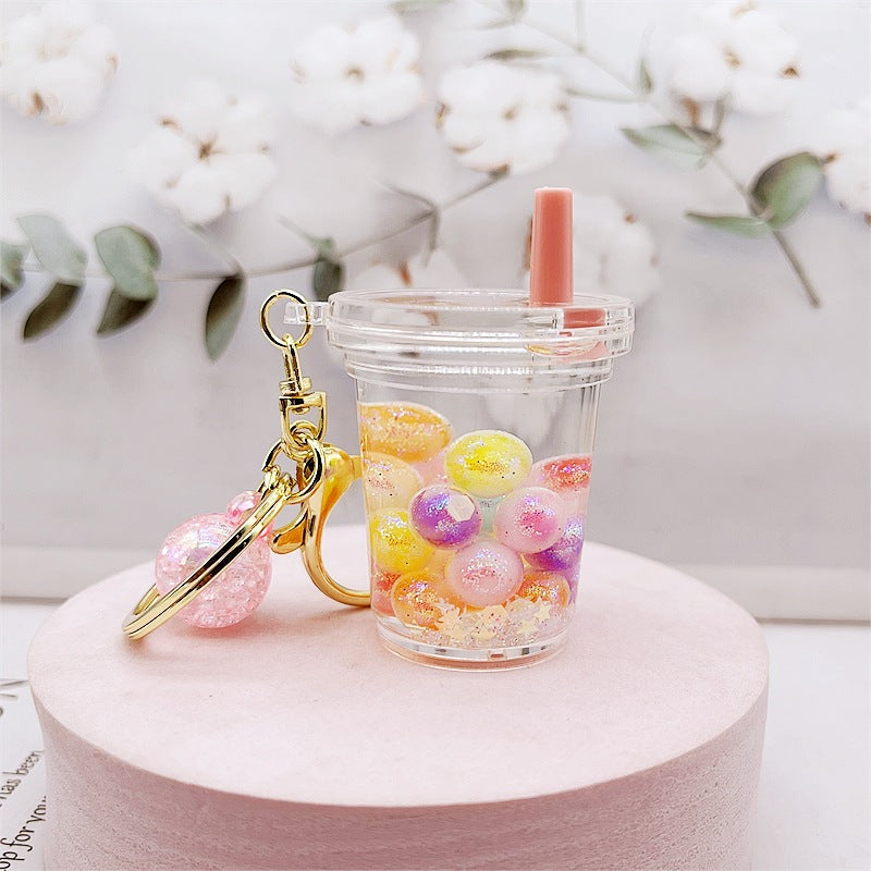 Botella de deriva acrílica al por mayor cuentas coloridas de botella y cadena de llave de botella