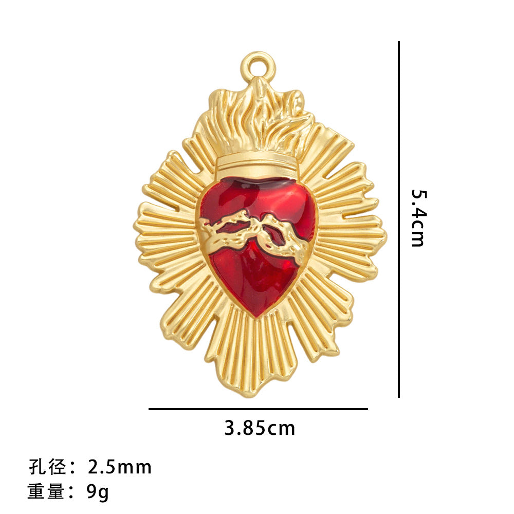 Wholesale 20pcs Retro Gothic style red heart alloy relief accessories love wings necklace pendant