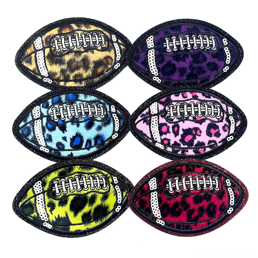 Wholesale Leopard Print Sequined Rugby Iron On Embroidery Patch For DIY Hat Coat Decoration Fashion Accessory