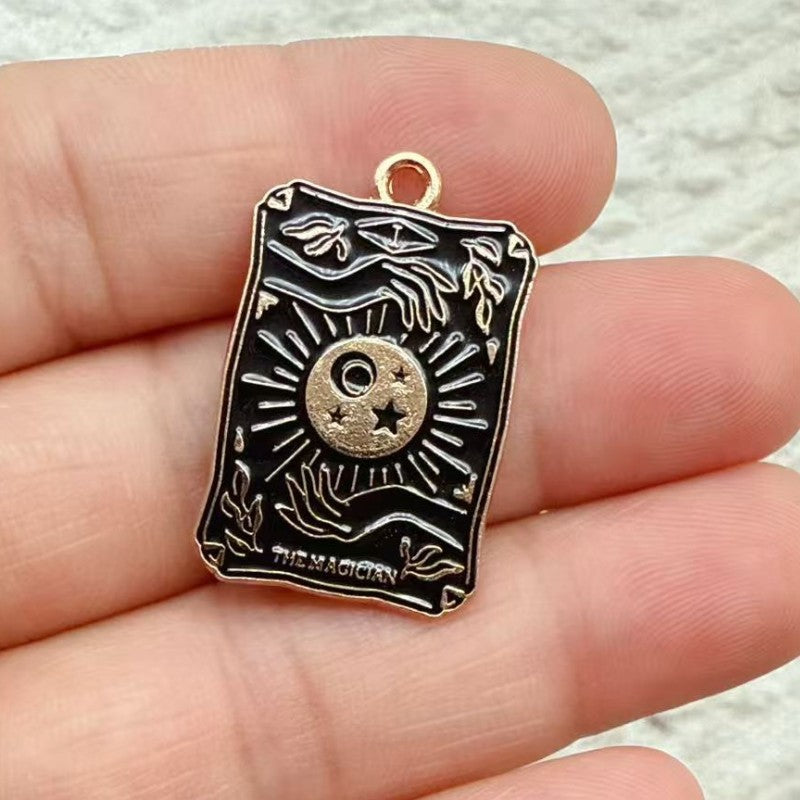 Wholesale Retro Tarot Card Pendant Charms White Zinc Alloy DIY Jewelry Accessory For Necklace Earrings Keychain For Resale
