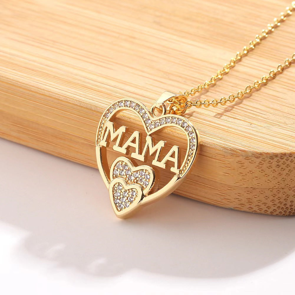Wholesale Temperamental simple women's love necklace MOM pendant