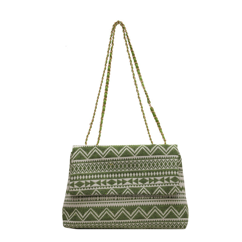Wholesale Rhombus Ethnic Style Chain Canvas One Shoulder Large Capacity Envelope Bag