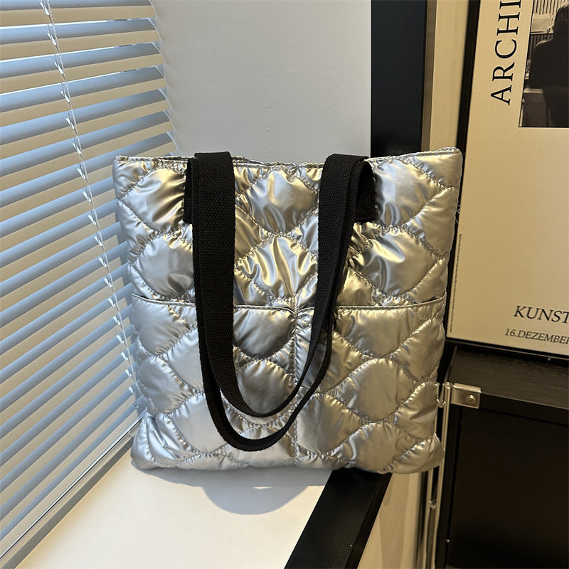 Wholesale Autumn and Winter High-capacity Cotton Clothes, Hand-held Single Shoulder Bucket Bags