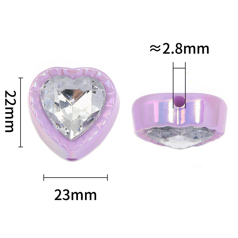 Wholesale 25pcs/pack Electroplated Heart Beads Crystal Beads