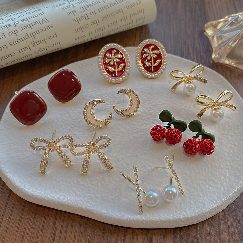 Wholesale 925 silver needle pearl vintage earrings