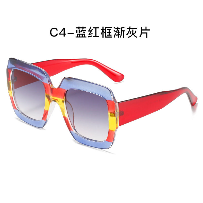 Wholesale Square Thick Frame Color H Style Sunglasses