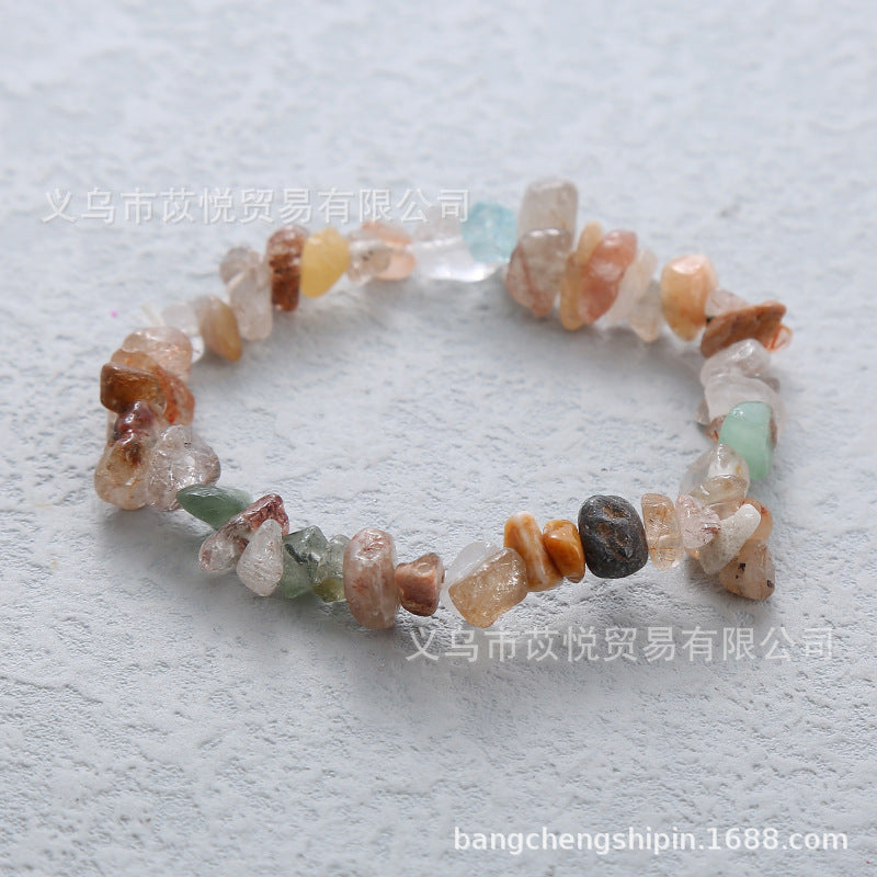 Wholesale 5pcs natural crystal gravel elastic bracelet colorful gravel bracelet