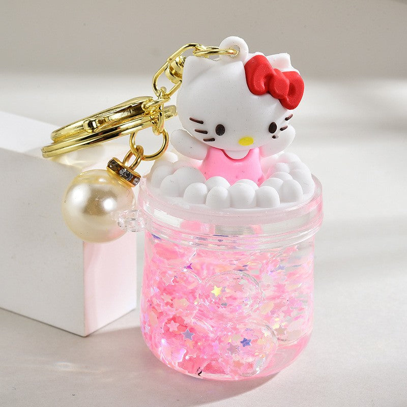 Wholesale Acrylic flowing sand bottle bag keychain
