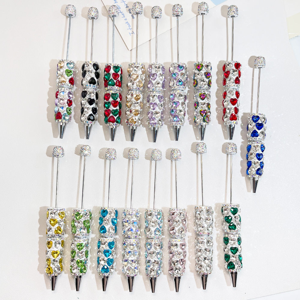 Wholesale 5pcs Heavy Heart Full of Diamond Fancy Beadable Pens