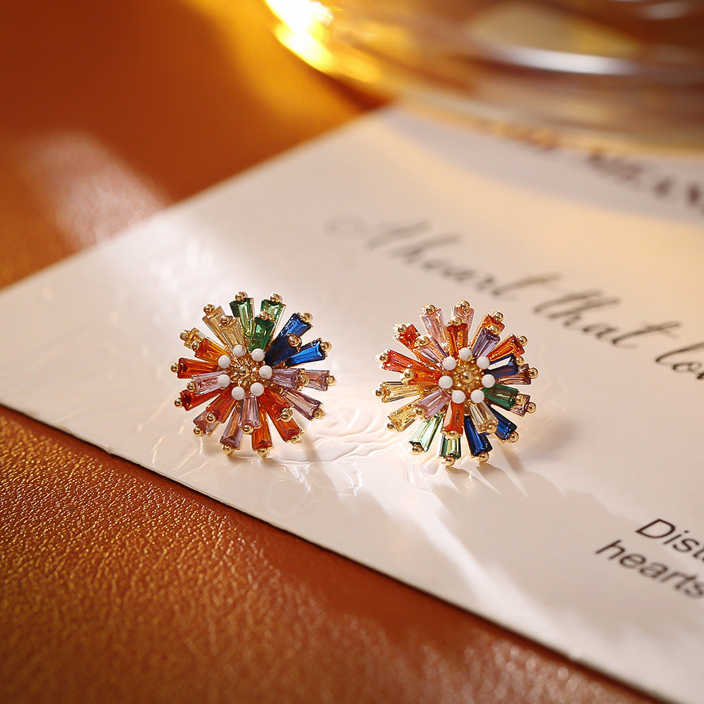 Wholesale Colorful Firework Stud Earrings  Small  Zircon Necklace and Earrings