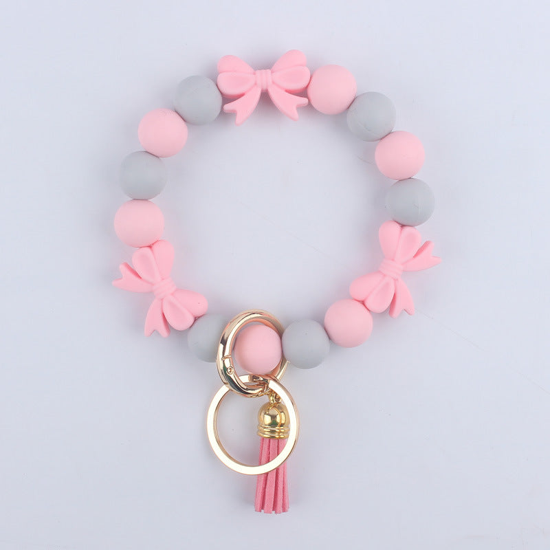 Wholesale Cartoon Bow Knot Silicone Handmade Beaded Wrist Key