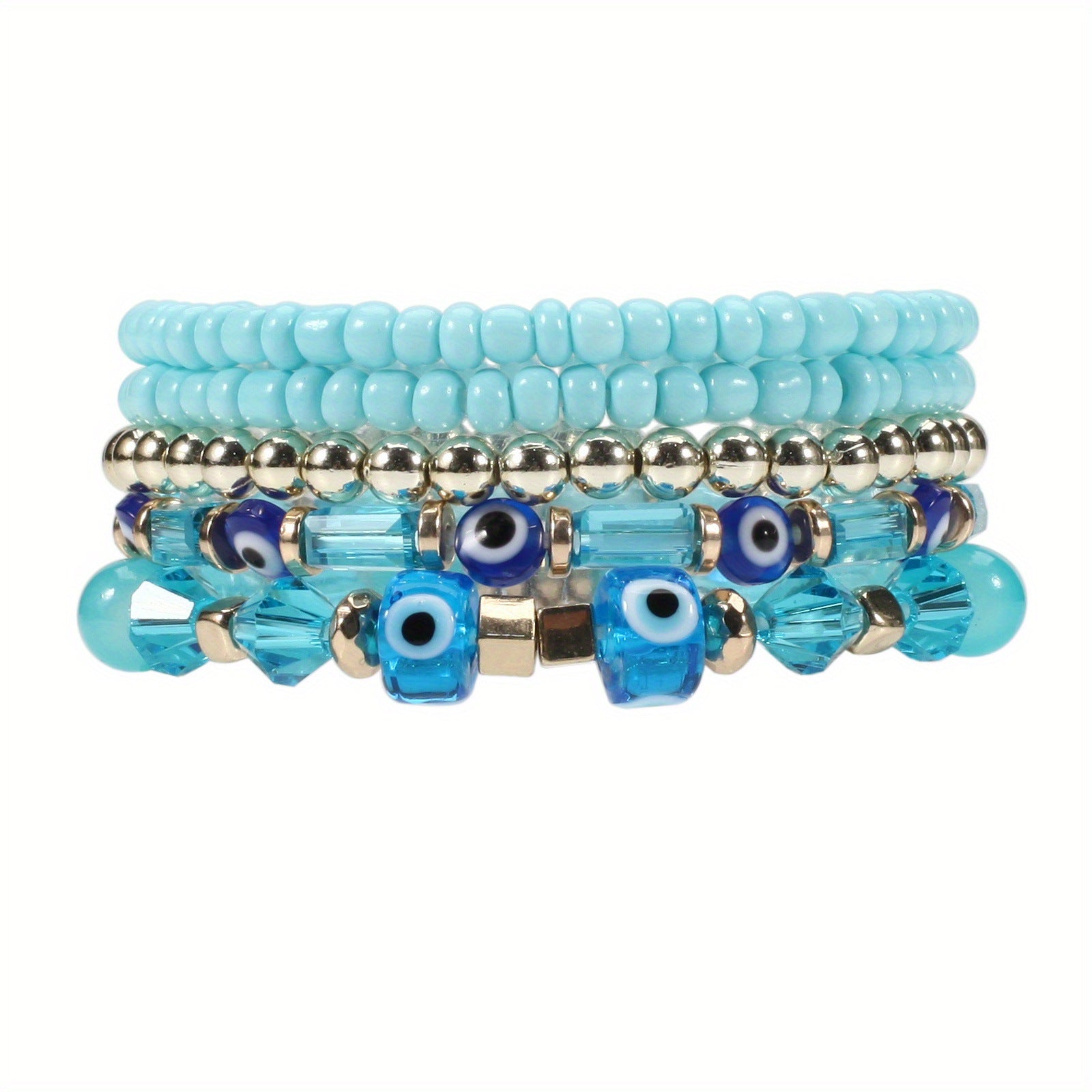 Wholesale Bohemian Eye Pattern Rice Beads Multi-layer Bracelet