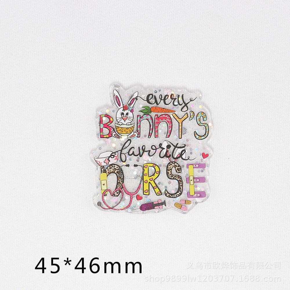 Wholesale 10pcs/pack Loose powder Easter cartoon bunny Acrylic Flatback