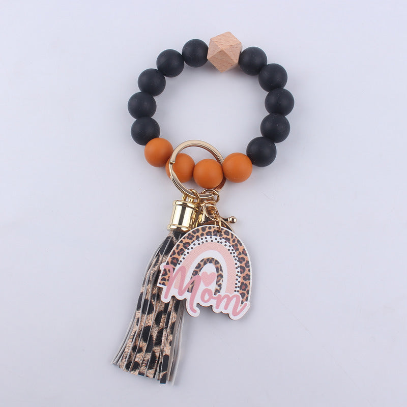 Wholesale Mother's Day Tassel Bracelets with Silicone Keychains