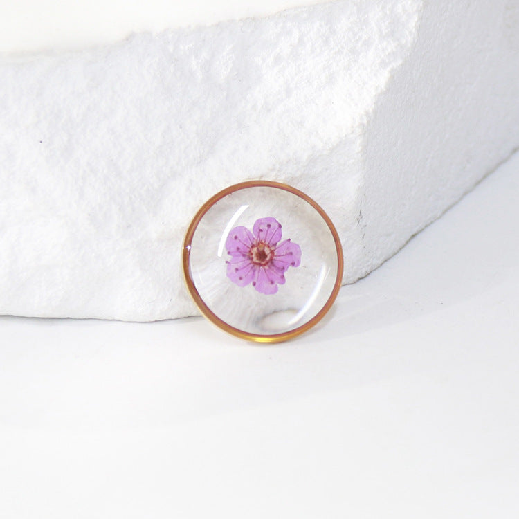 Wholesale 10pcs Round Dried Flower Gold and Silver Colorful Small Flower Stainless Steel Bracelet