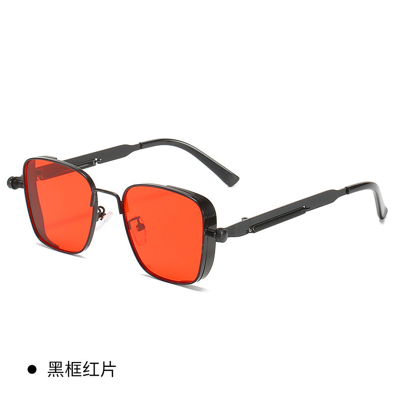 Wholesale Vintage Box Steampunk Metal Style European American Hip Hop Personality Spring Leg Sunglasses