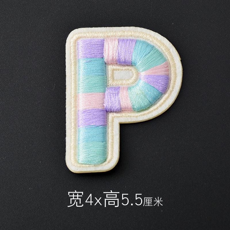 Wholesale Polyester 3D Embroidered Letter Patches Rainbow Self Adhesive DIY Fabric Appliques For Clothing Bags Shoes Hats Boutique Resale
