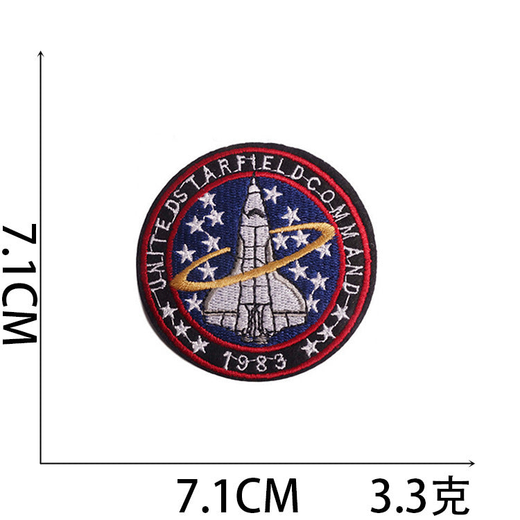 Wholesale Trendy Cartoon Rocket Embroidery Patches Polyester Sew On Space Badge For Clothing DIY Craft