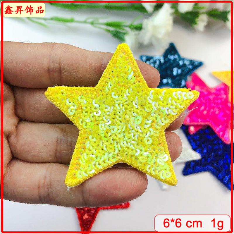 Wholesale Love Star Towel Embroidered Bead Sequin Cloth Stickers Badge Chest Badge Patch FS