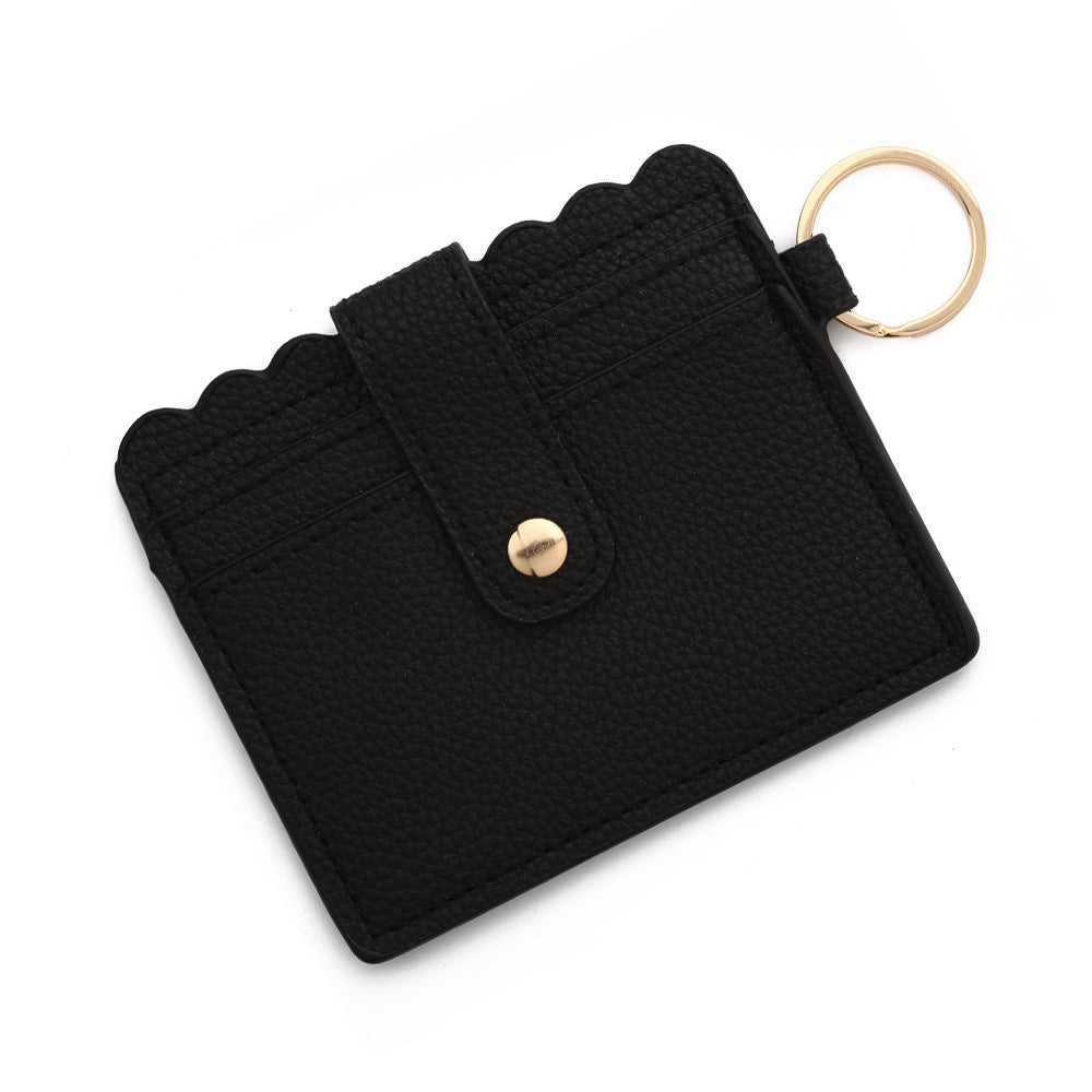 Wholesale Solid Color PU Leather Card Holder Multi-Card Keychain