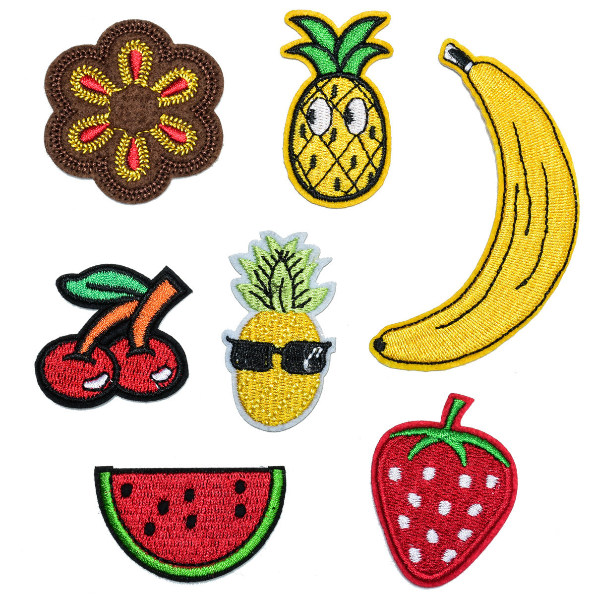 Wholesale Fashion Embroidered Fruit Patches Banana Watermelon Sew On Clothing Decorative Craft Supply 20 Pcs