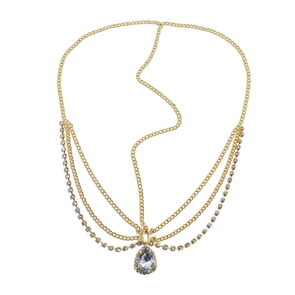 Wholesale bride forehead head jewelry rhinestone chain water drop crystal tassel