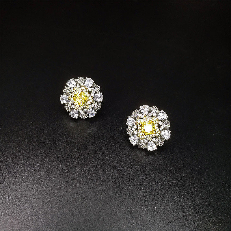 Wholesale Crystal Micropaved Flower Stud Earrings